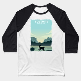 Yosemite National Park California Nature Travel Poster Print Baseball T-Shirt